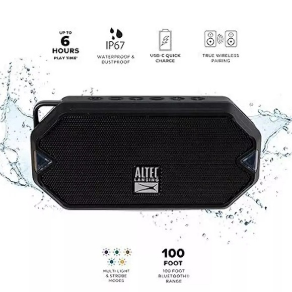 Altec Lansing HydraMini Wireless Bluetooth Speaker, IP67 Waterproof•New in box - Picture 3 of 5